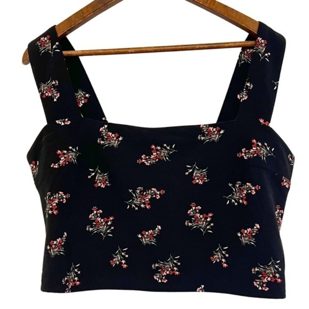 Abercrombie & Fitch Black Floral Tank Top Cropped
